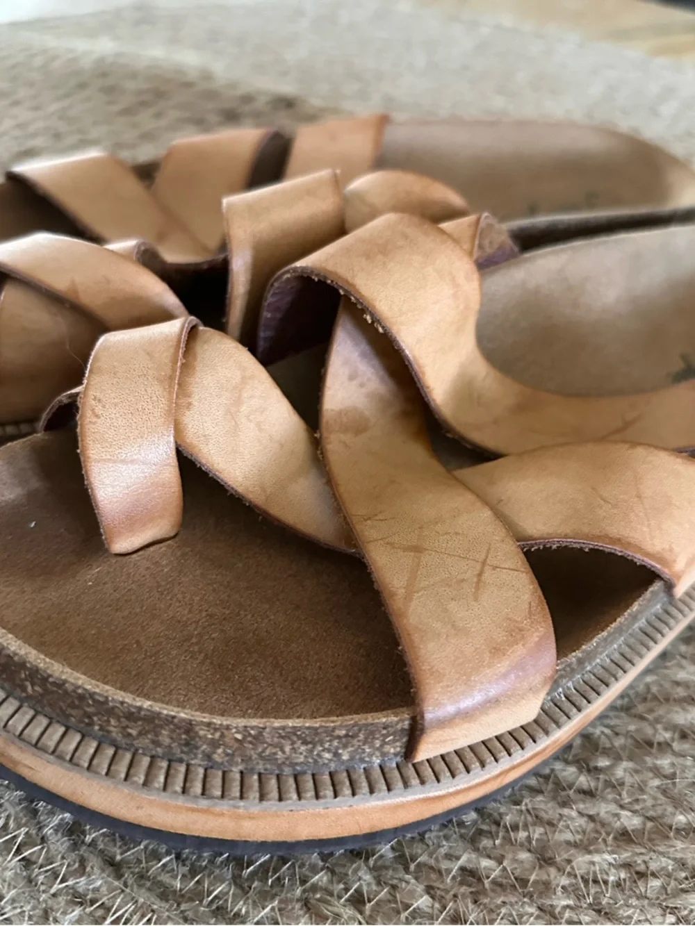 Free People Tan Crisscross Slide Sandals - Picture 4 of 5
